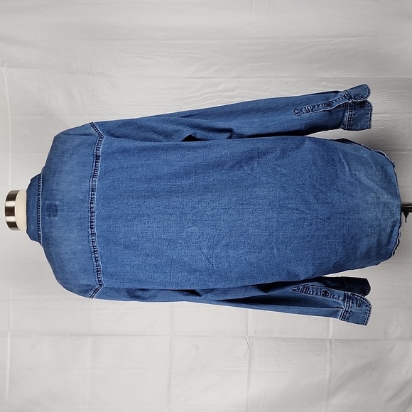 Vintage 90’s Lee Oversized Blue Denim Longline Grunge Button Down Shirt. XL - Picture 6 of 12
